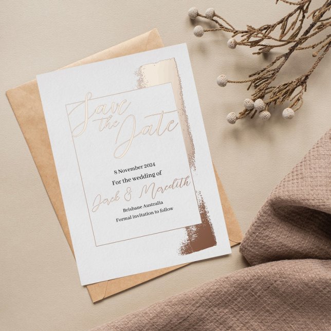 Faire-part de mariage moderne avec feuille d'or (Créateur téléchargé)