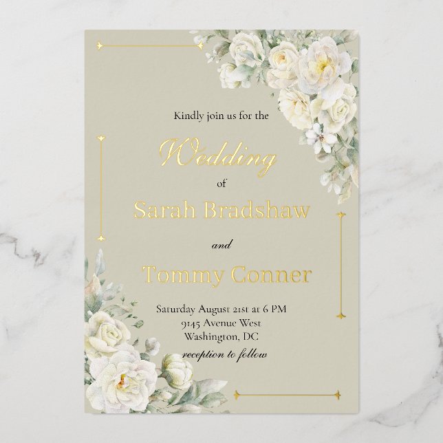 Faire-part de mariage moderne avec feuilles d'alum (Recto)