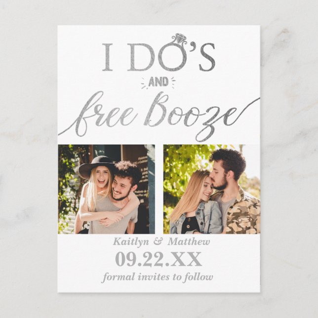 Faire-part de mariage moderne avec 'Je le veux' et (Devant)