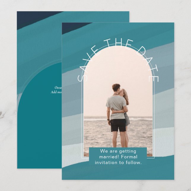 Faire-Part de Mariage Moderne avec Photo (Devant / Derrière)