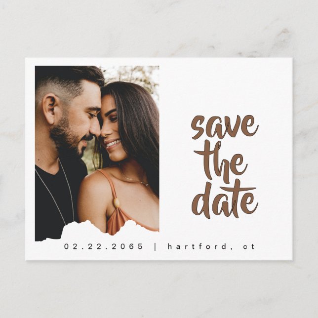 Faire-Part de Mariage Moderne avec Photo de Couple (Devant)