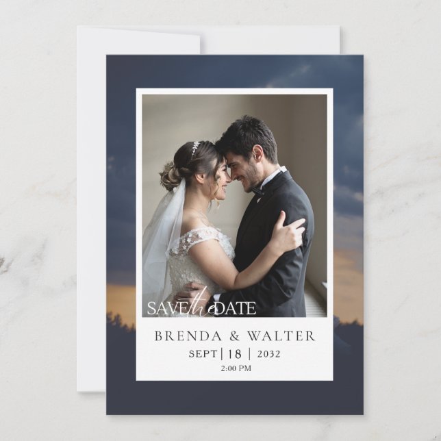 Faire-Part de Mariage Moderne avec Photo et Écritu (Devant)