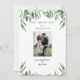 Faire-part de mariage moderne avec photo et feuill