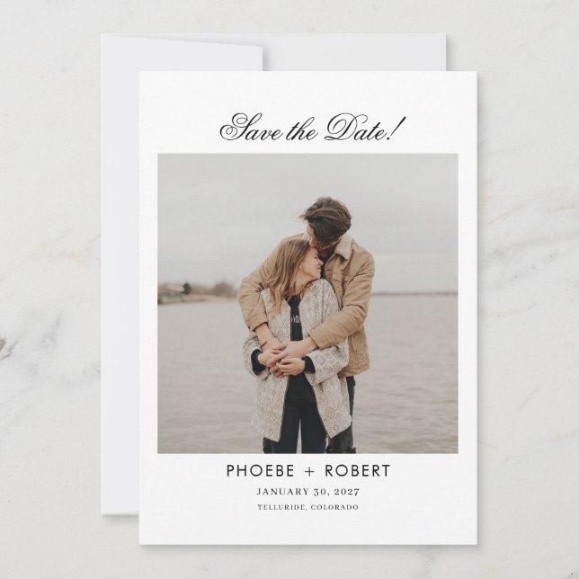 Faire-part de mariage moderne avec photo et texte (Devant)