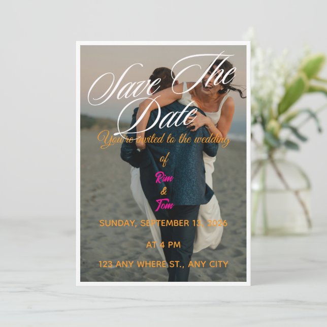 Faire-part de mariage moderne avec photo "Save the (Debout devant)