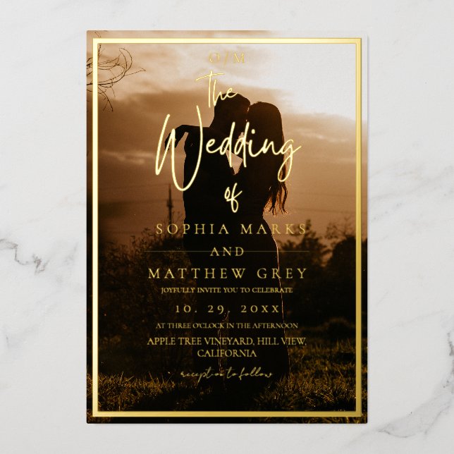 Faire-part de mariage moderne avec superposition d (Recto)