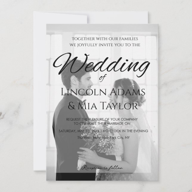 Faire-part de mariage moderne avec superposition n (Devant)