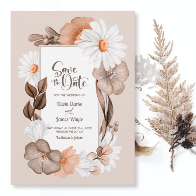 Faire-part de mariage moderne blanc Daisy (Créateur téléchargé)