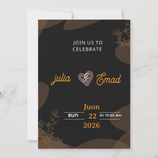 Faire-part de mariage moderne bleu marine et or en