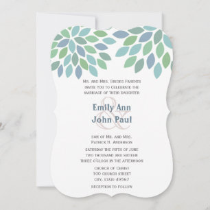 Faire-part de mariage moderne Blue Green