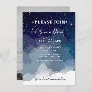 Faire-part de mariage moderne Blue Sky et White St