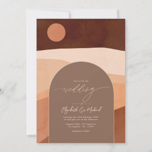 Faire-Part de Mariage Moderne Bohème Mocha Mousse