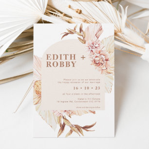 Faire-part de mariage moderne Boho Floral Blush Ar
