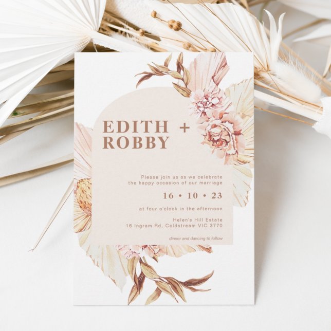 Faire-part de mariage moderne Boho Floral Blush Ar (Créateur téléchargé)