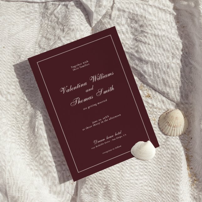 Faire-part de mariage moderne bordeaux (Créateur téléchargé)