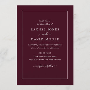 Faire-part de mariage moderne bordeaux et blanc