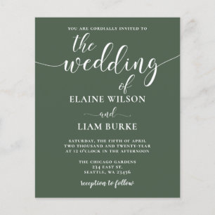 Faire-part de mariage moderne calligraphié vert bu