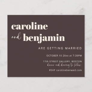Faire-part de mariage moderne chic marron chaud et