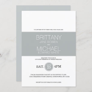 Faire-part de mariage moderne Classy Glacier Grey