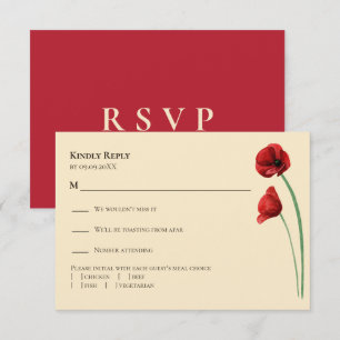 Faire-part de mariage moderne Coquelicot Rouge,