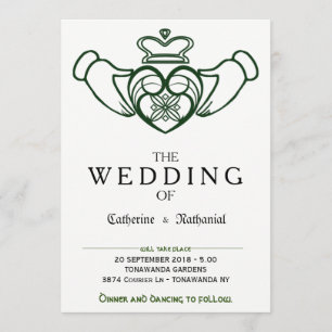 Faire-part de mariage moderne de coeur de Claddagh