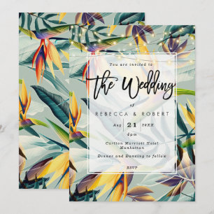 faire-part de mariage moderne de jungle florale