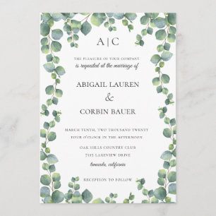 Faire-part de mariage moderne de la vigne Eucalypt