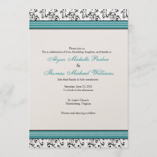 Faire-part de mariage moderne de remous (Teal)