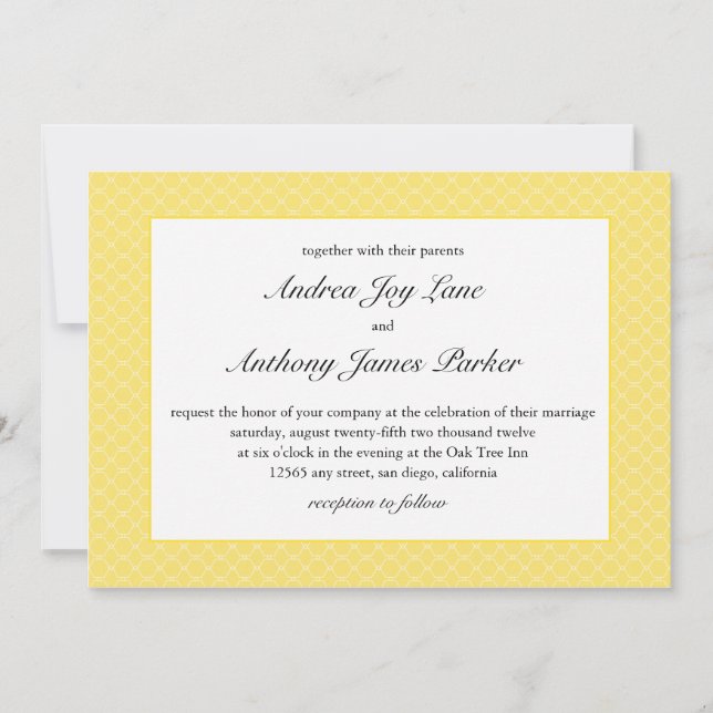 Faire-part de mariage moderne de ruche en jaune (Devant)