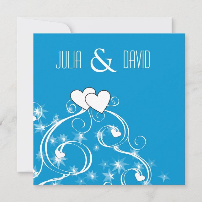 Faire-part de mariage moderne de Swirls & Hearts (Devant)