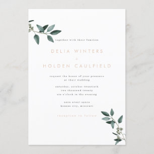 Faire-part de mariage moderne de verdure