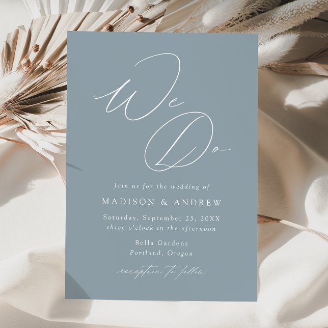 Faire-Part de Mariage Moderne Élégant Bleu Poussié (Créateur téléchargé)