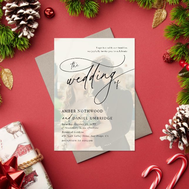 Faire-part de mariage moderne élégant calligraphié (Insitu (vacances))