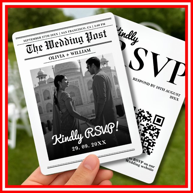 Faire-Part de Mariage Moderne Élégant Code QR Jour (Créateur téléchargé)