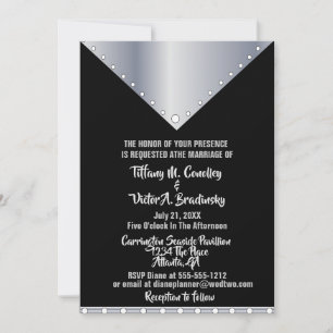 Faire-part de mariage moderne élégant noir et arge