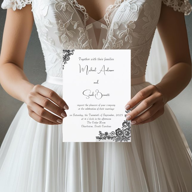 Faire-part de mariage moderne élégante en dentelle (Créateur téléchargé)