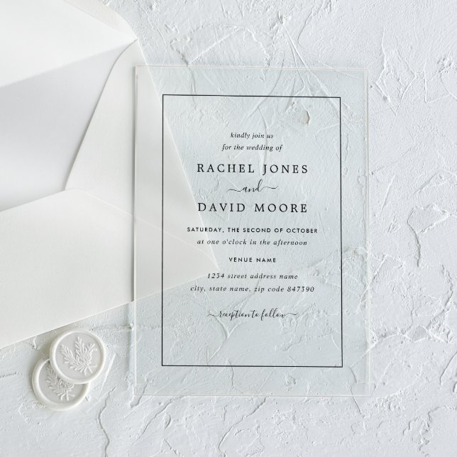 Faire-part de mariage moderne en acrylique clair (Créateur téléchargé)