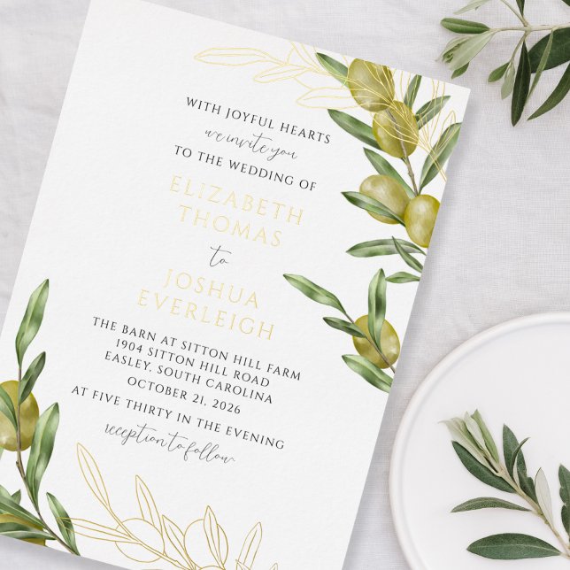 Faire-part de mariage moderne en feuille d'olive v (Créateur téléchargé)