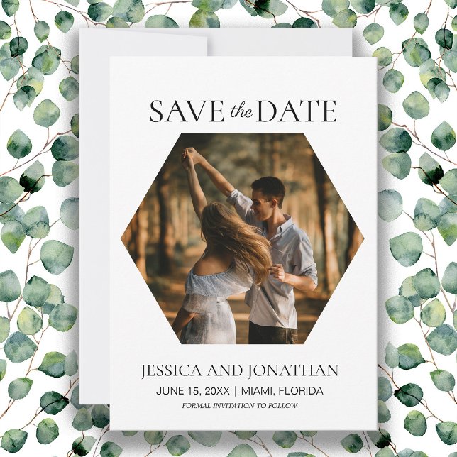 Faire-Part de Mariage Moderne en forme d'Hexagone  (Wedding Save the Date photo card)