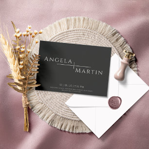 Faire-part de mariage moderne en ivoire noir