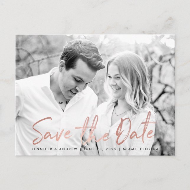 Faire-Part de Mariage Moderne en Marbre Blanc et O (Devant)