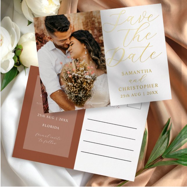 Faire-Part de Mariage Moderne en Terracotta avec P (Créateur téléchargé)