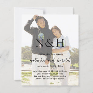 Faire-part de mariage moderne et budget monogramme
