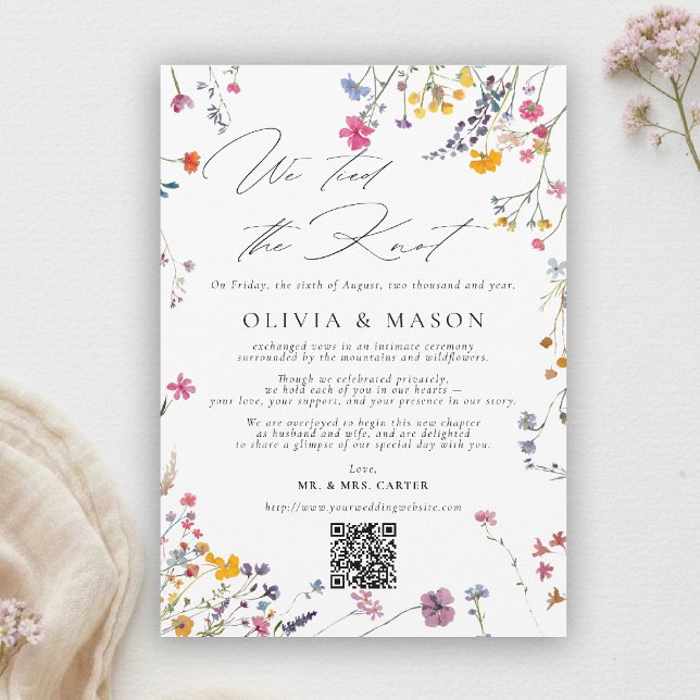 Faire-Part de Mariage Moderne et Chic de Jardin de (wildflower wedding announcement watercolor garden backyard barn summer spring elegant romantic)