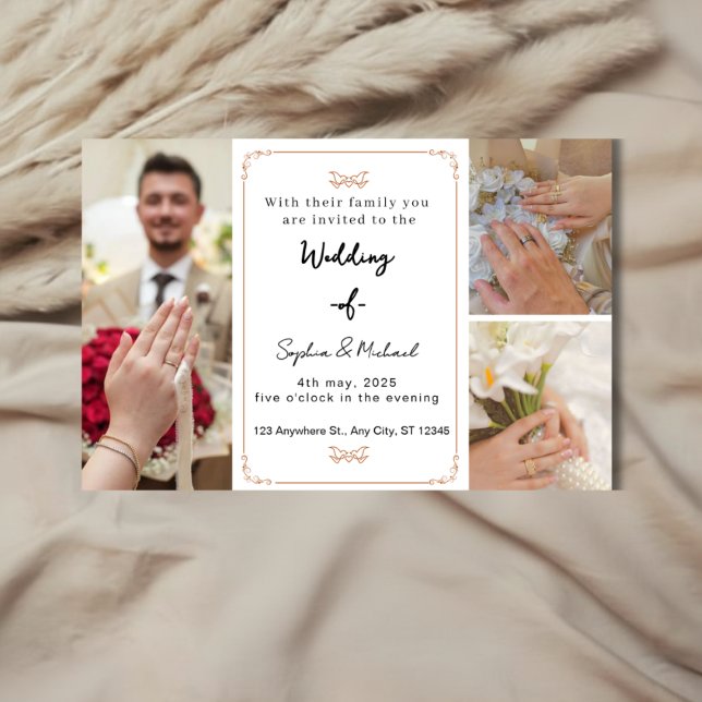 Faire-part de mariage moderne et élégant avec coll (Créateur téléchargé)