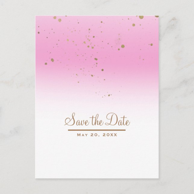 Faire-part de mariage moderne et glamour rose et o (Devant)