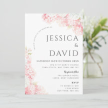 Faire-part de mariage moderne floral Hydrangea ros