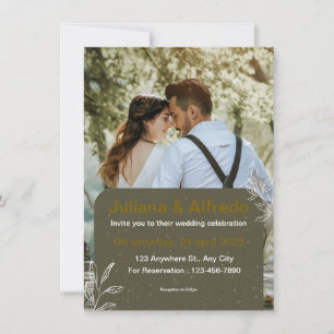 Faire-part de mariage moderne Gold Vert