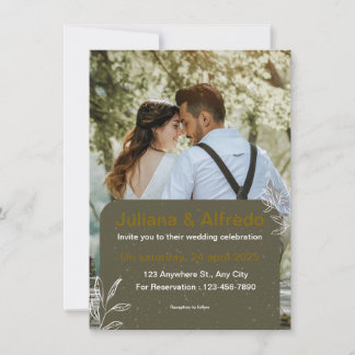 Faire-part de mariage moderne Gold Vert