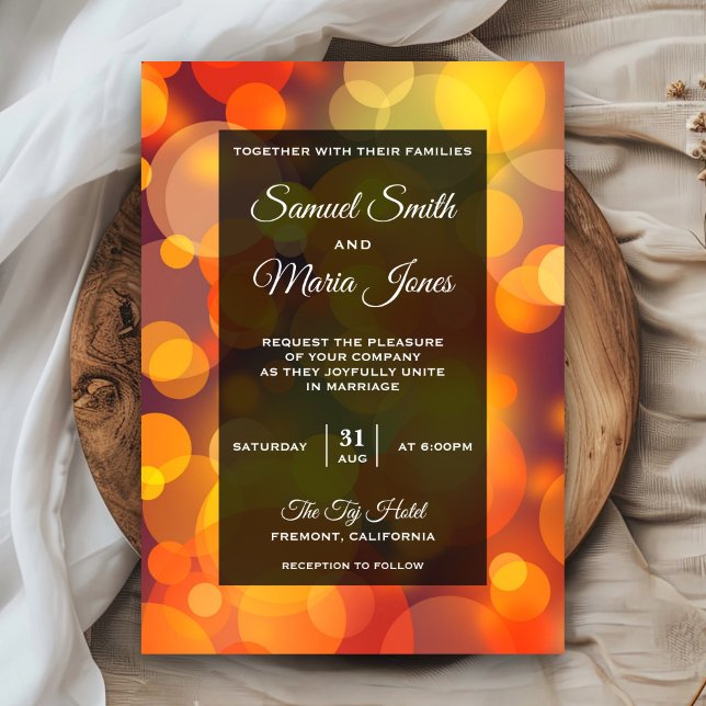 Faire-part de mariage moderne jaune et orange avec (Créateur téléchargé)